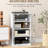 4 Media Stand, Modern Video Cabinet With Adjustable Shelves, Tempered Glass Doors, Cable Managed, Fashionable Cabinet, Management, Distressed White For Decoders
