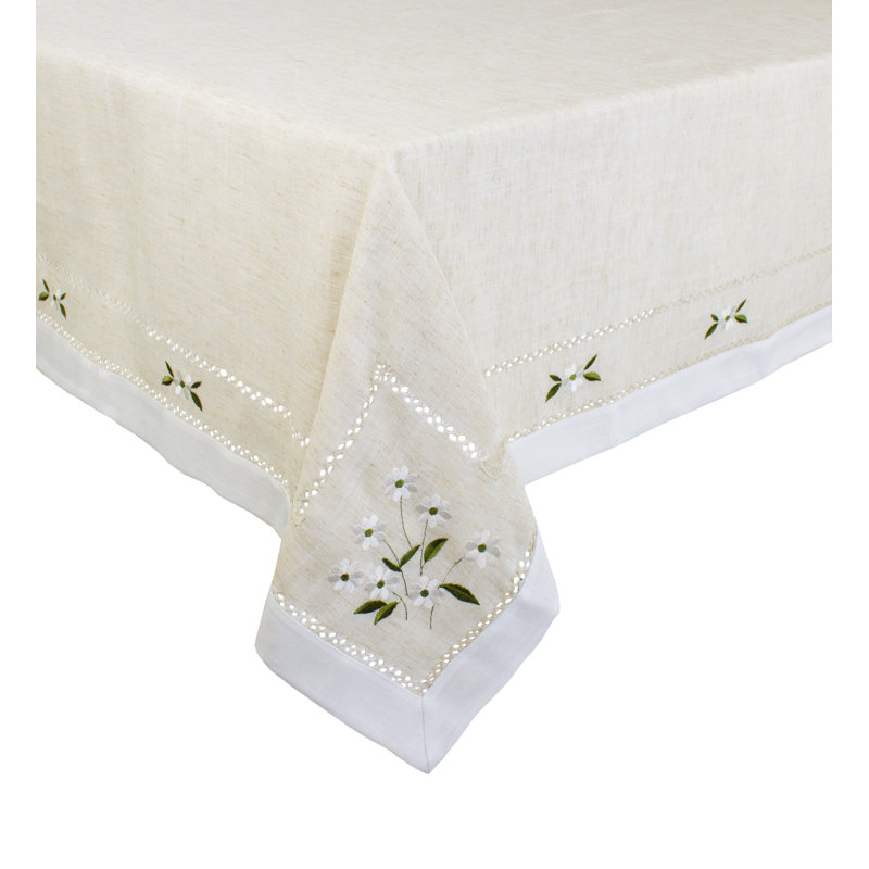 Nappe brodée à motif ajouré Natural, 87 po x 55 po