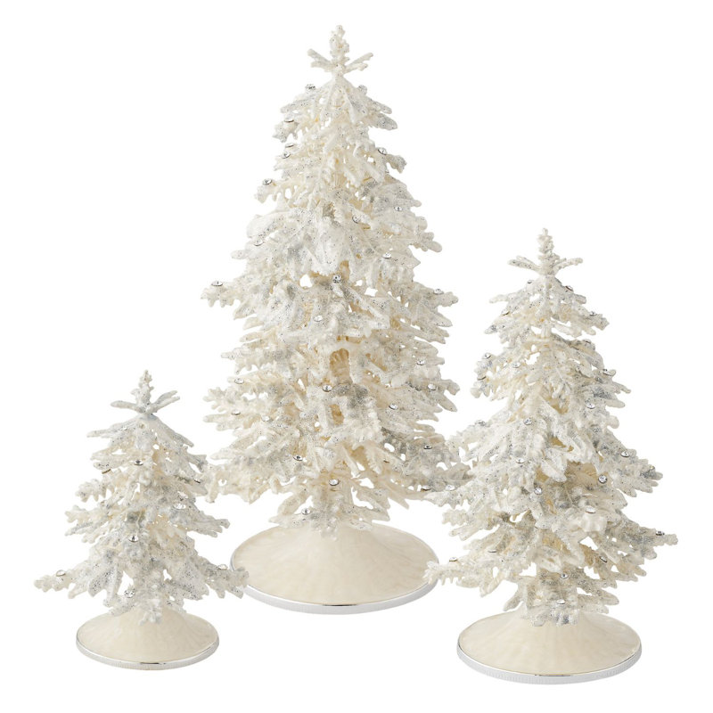 Flocked Enamel Christmas Tree, Large