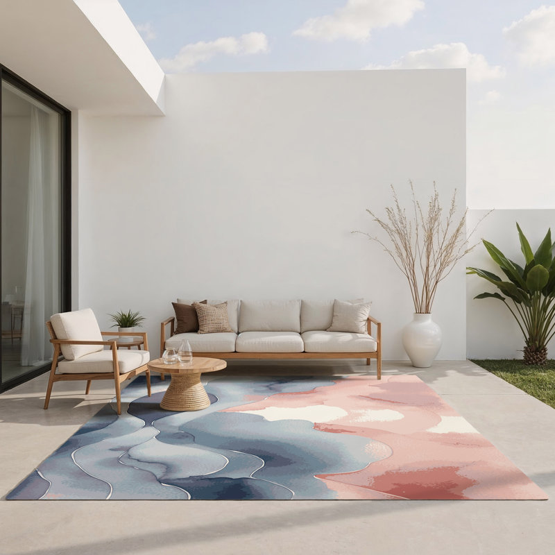 Aqua Horizon Indoor And Outdoor Area Rug, Rectangle 1'6" x 2'6"