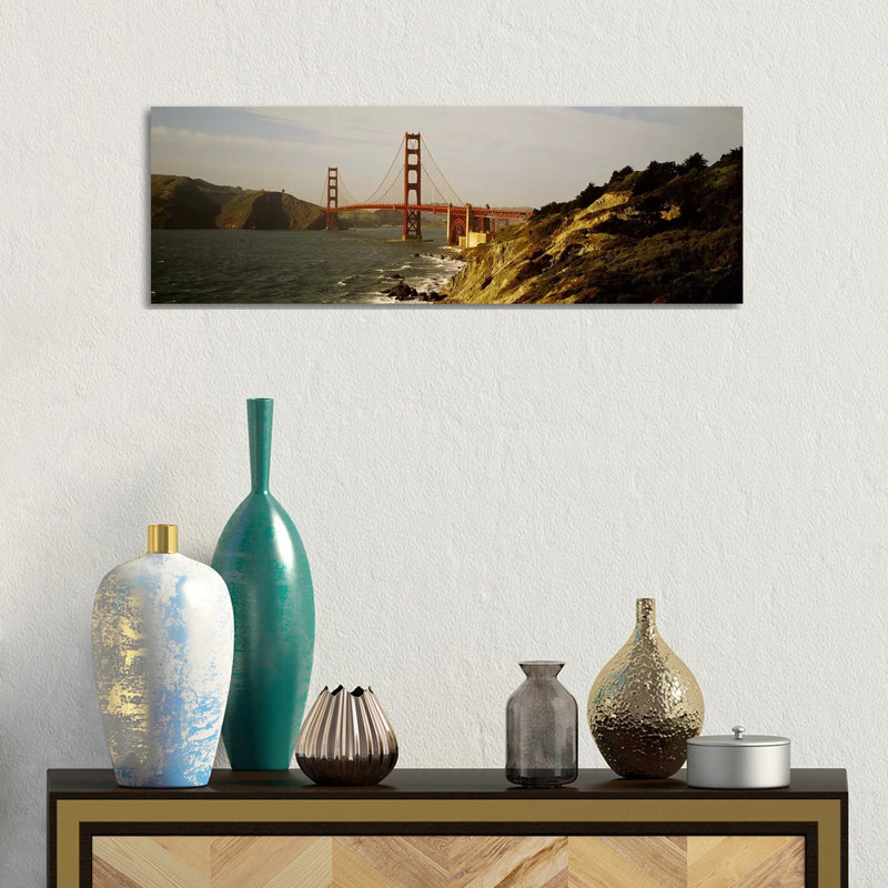 Bridge Over A Bay, Golden Gate Bridge, San Francisco, California, USA - Wrapped Canvas Panoramic Print