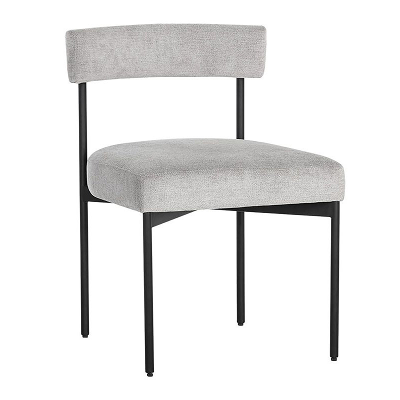 Seneca Upholstered Dining Chair, Light Gray Performance, Black