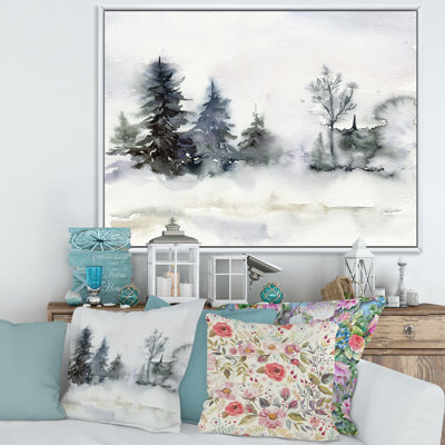 Art mural sur toile de Noël, paysage de forêt minimaliste et neige