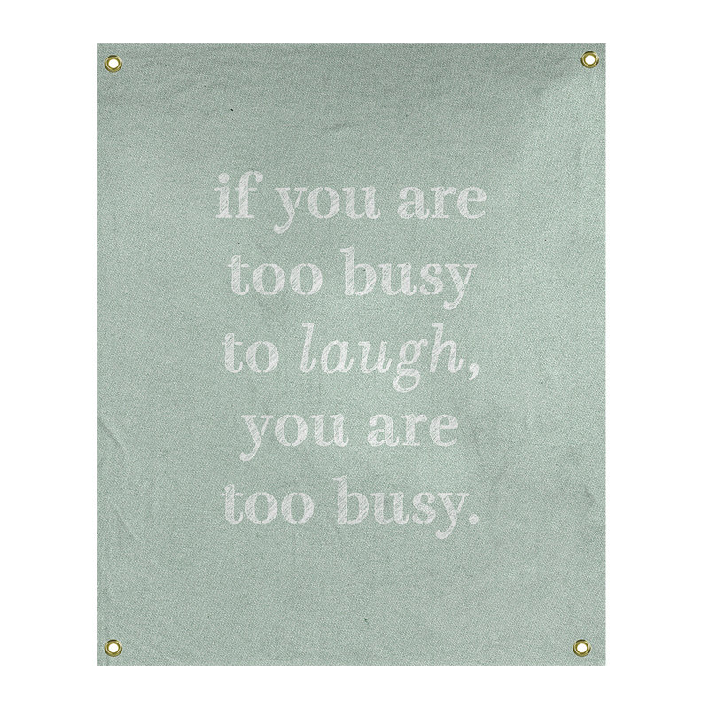 Tapisserie en polyester pour le temps pour les citations de rire, H 80 po x l 59 po, Vert / blanc