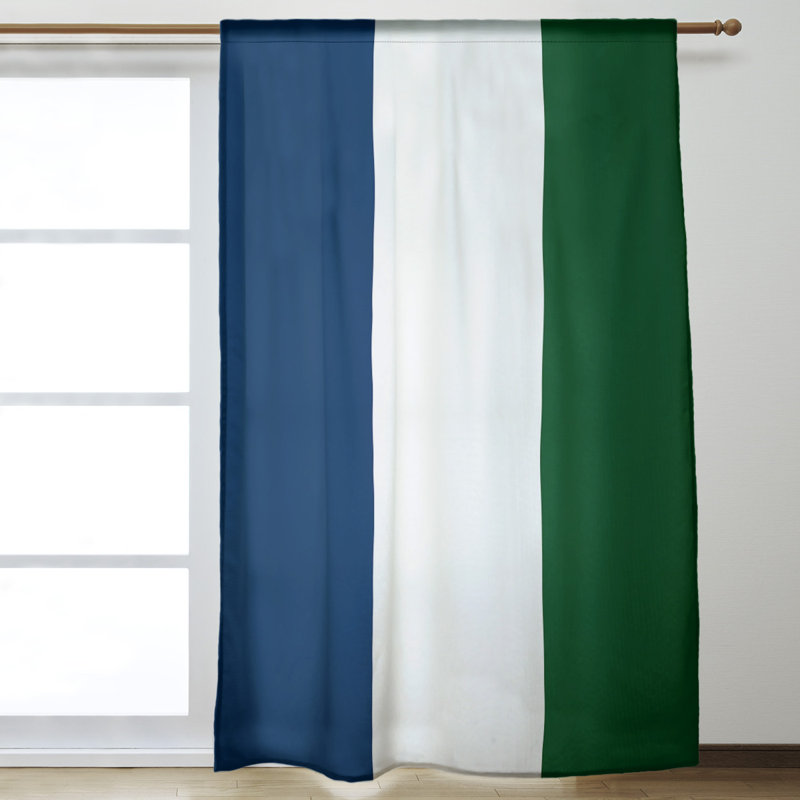 Blackout Curtain Single Panel, Navy/White/Green