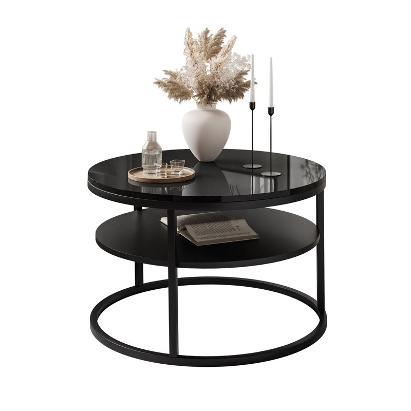 Pater Frame Coffee Table with Storage, High-gloss black