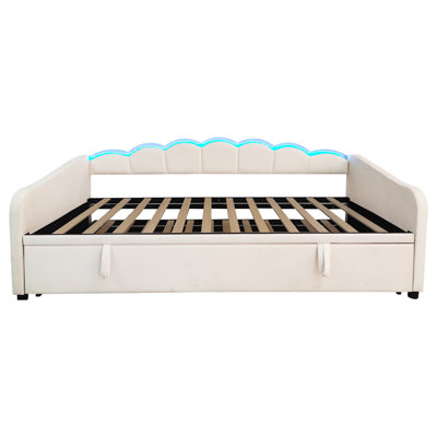 Upholstered Velvet Daybed with Trundle Bed