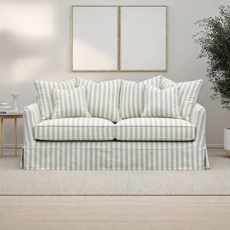 Modern Simple Striped Sofa Upholstered 82.6'' Sofa