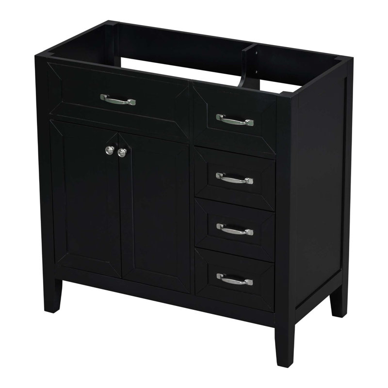 Meuble-lavabo 36 po sans lavabo, base d'armoire seulement, armoire de salle de bain avec 3 tiroirs, structure solide et panneau de fibres à densité moyenne