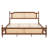 King Pine Wooden Bed With Rattan Headboard  And Footboard, With  Central Enhanced Bed Platform,Walnut-1669983456