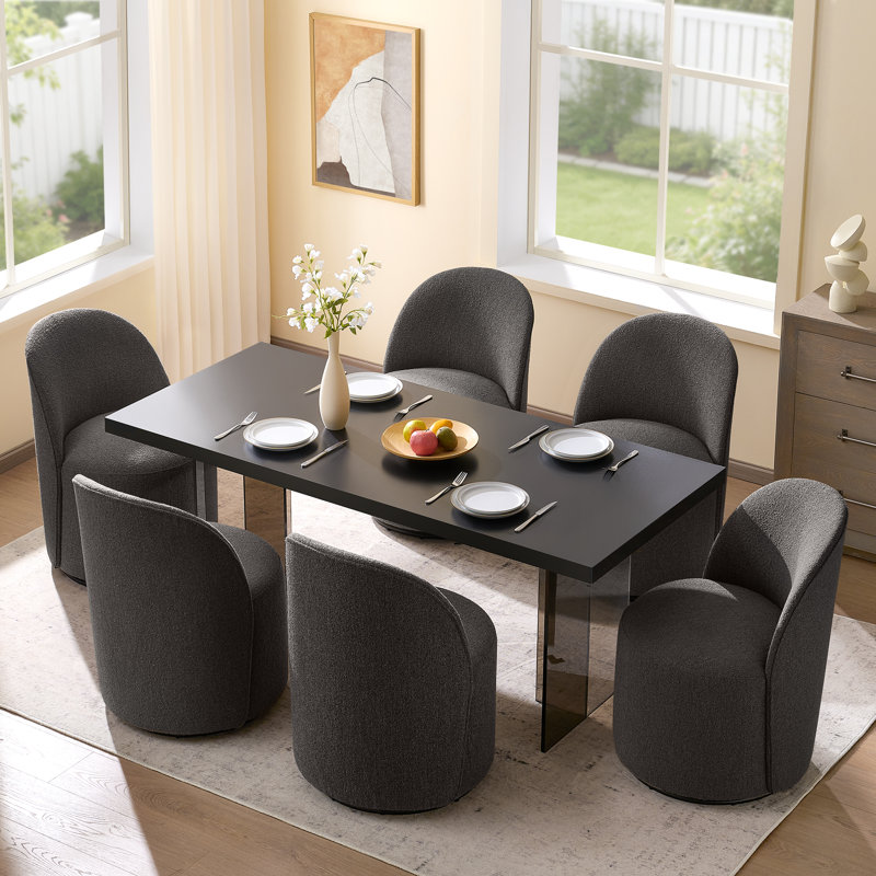 Chaise pivotante rembourrée entièrement assemblée, Boucle gris foncé