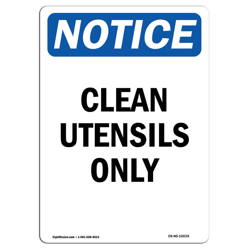 Clean Utensils Only Sign