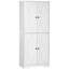 Armoire de cuisine 70,75 "Farmhouse, armoire de rangement haute autoportante avec 4 portes de grange et tablettes réglables pour la salle à manger, blanc