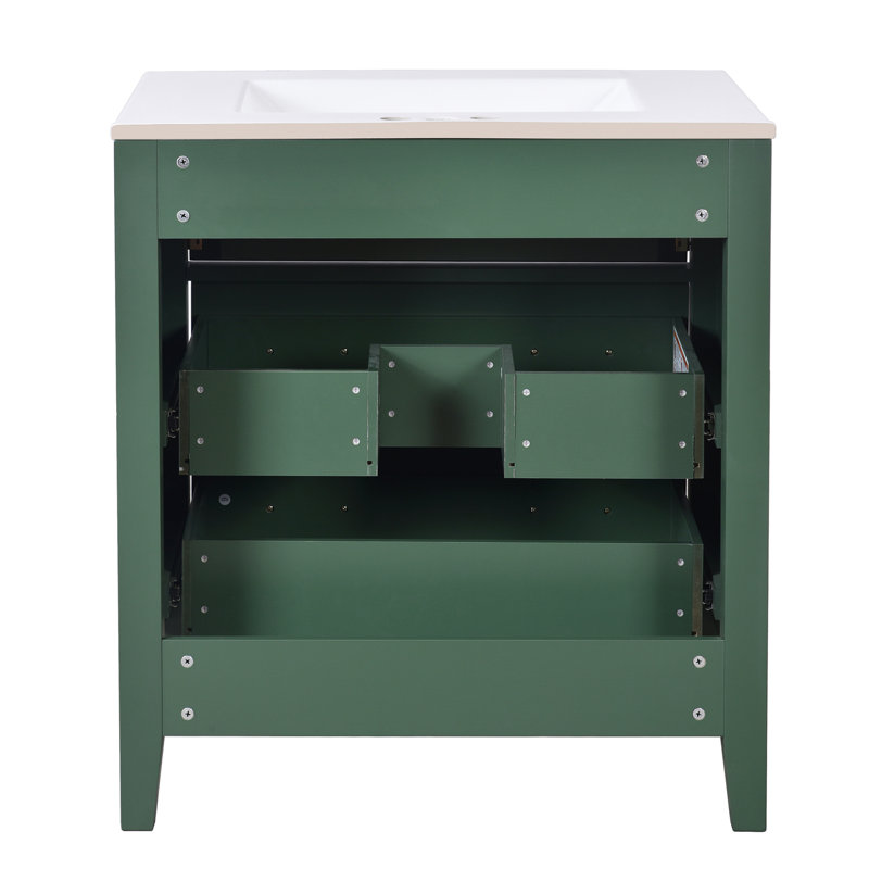 Ensemble de meuble-lavabo avec lavabo en céramique, Vert