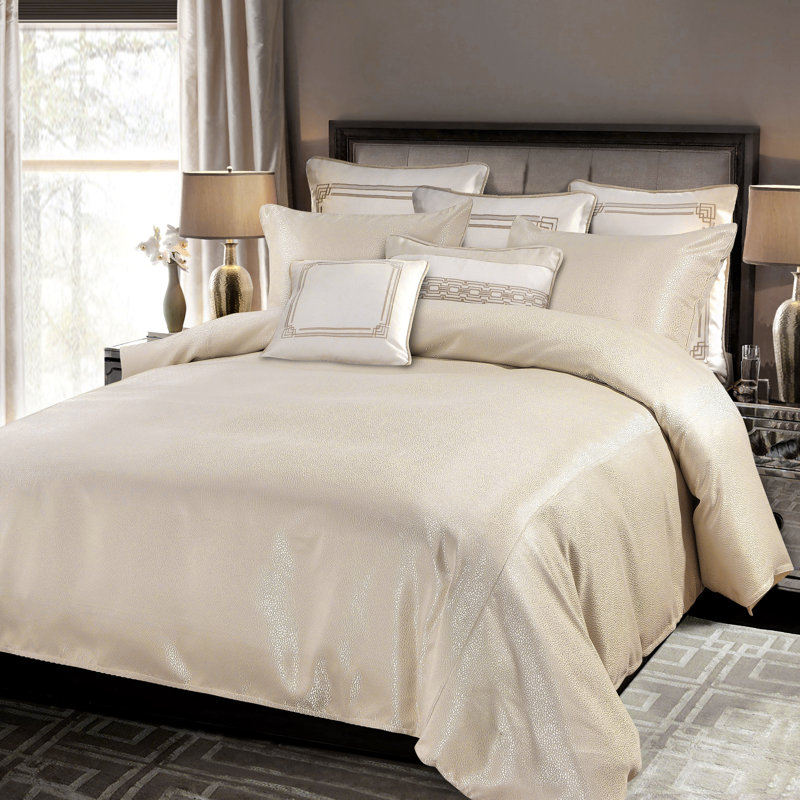 Champagne Gold Cotton Queen Bedspread Cover Set