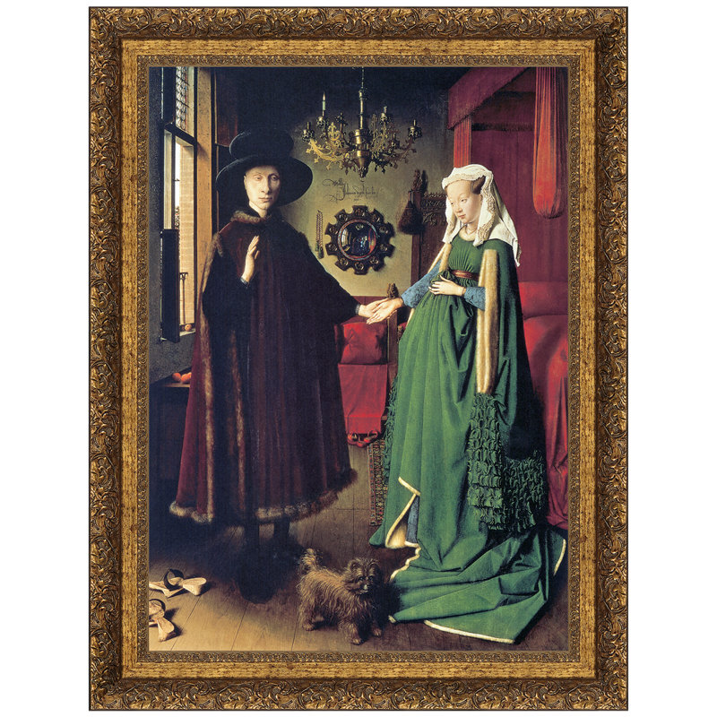 Le mariage d'Arnolfini, 1434 par Jan Van Eyck, reproduction d'art encadrée, H 27 po x l 21 po x P 1,125 po