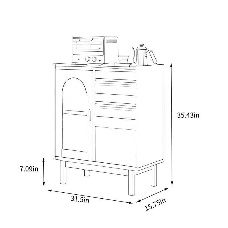 Armoire de rangement multifonctionnelle simple, H 35,43 po x l 31,5 po x P 15,75 po