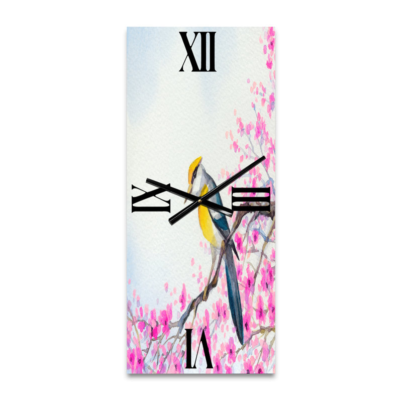 Horloge murale bel oiseau sur une branche en fleurs, Petit