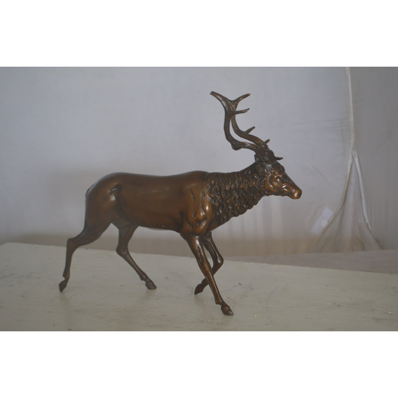Statue en bronze de cerf de course Oberon - Taille: L 15 po x l 4 po x H 13 po.