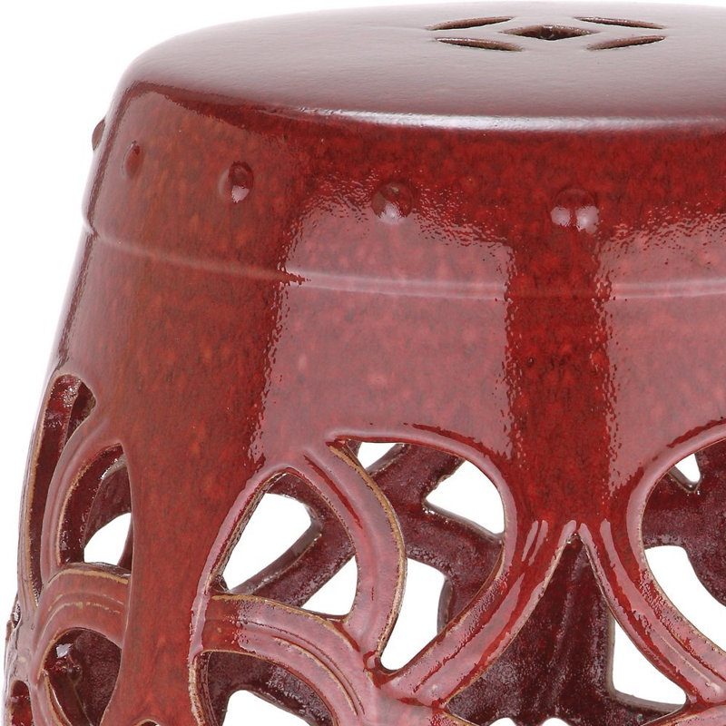 Tabouret de jardin en céramique Twedt, Rouge antique