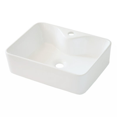 19"X15" White Ceramic Rectangular Vessel Bathroom Sink