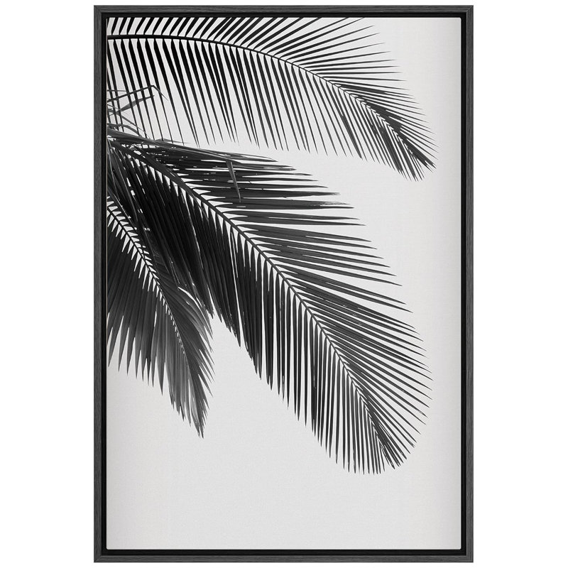 Minimal Botanical Palm Leaf Trio, H 24 po x l 16 po x P 1,5 po, Noir