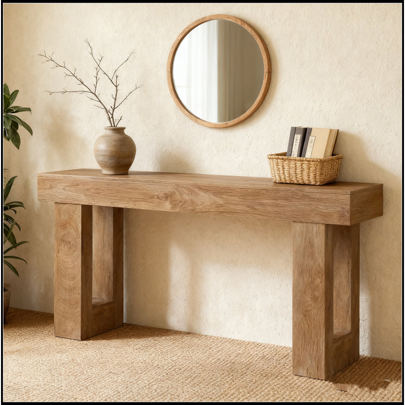 Console 63 pouces Farmhouse, Bois naturel