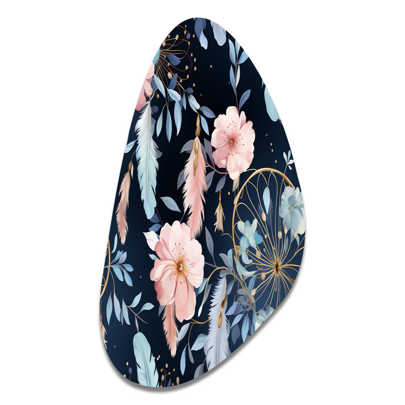 Tizian - Décoration murale de forme florale en métal, sculpture murale asymétrique en métal, H 31 po x l 17 po