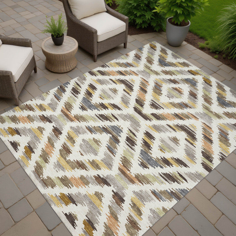 Machine Washable Indoor/Outdoor Chantille Tribal Rug, 8' x 10', Chocolate