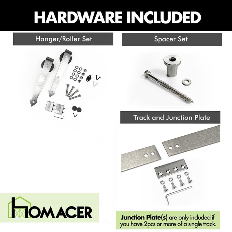 Brushed Nickel Arrow Design Non-Bypass Single Track One Door Hardware Kit( Door Not Included), 60 in.