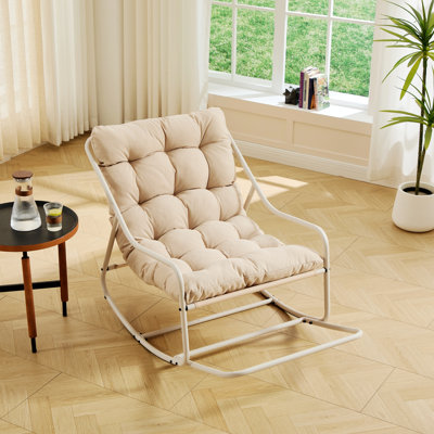 Chaise berçante d'extérieur avec coussin pour salon, chambre à coucher, salle de lecture