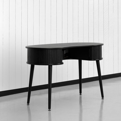 Stream RIPPLE Desk Modern Wooden Writing Desk with Two Hidden Drawers, Stylish Vertical Groove Design, Home Office Workstation, Minimalist Study Table