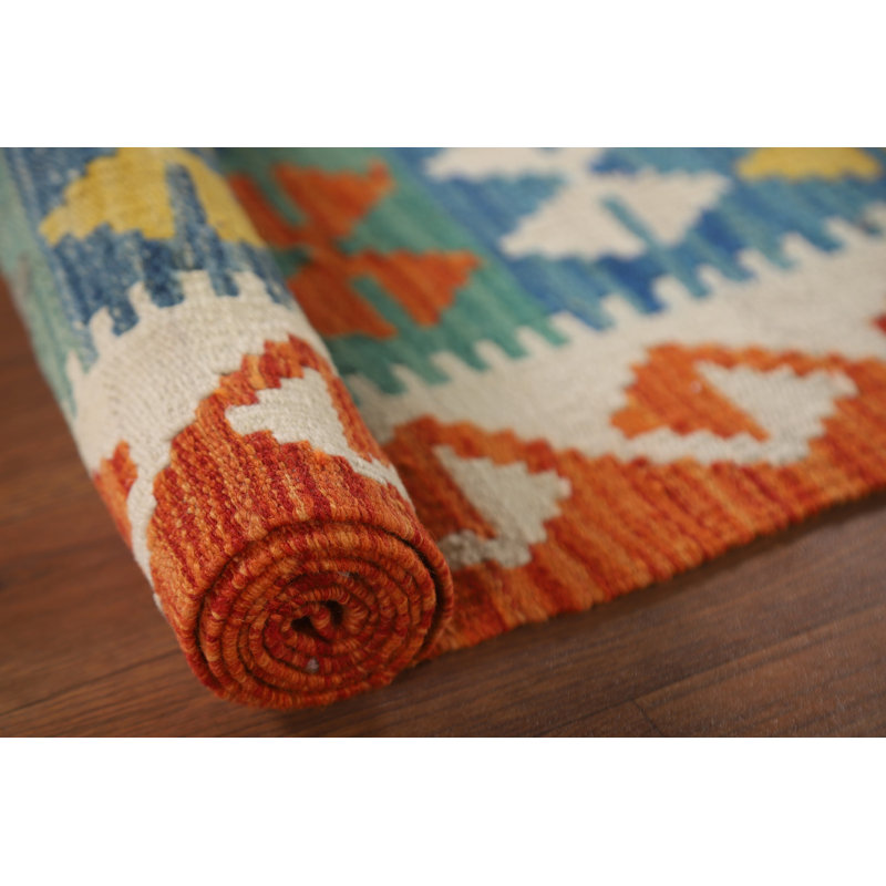 Tapis de couloir oriental géométrique Kilim 3 x 7