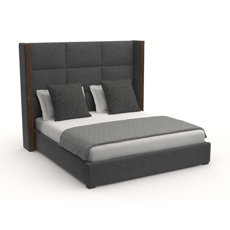 Lit tapissier capitonné standard Dipson, Revolution® gris anthracite, Très grand californien (moyen)