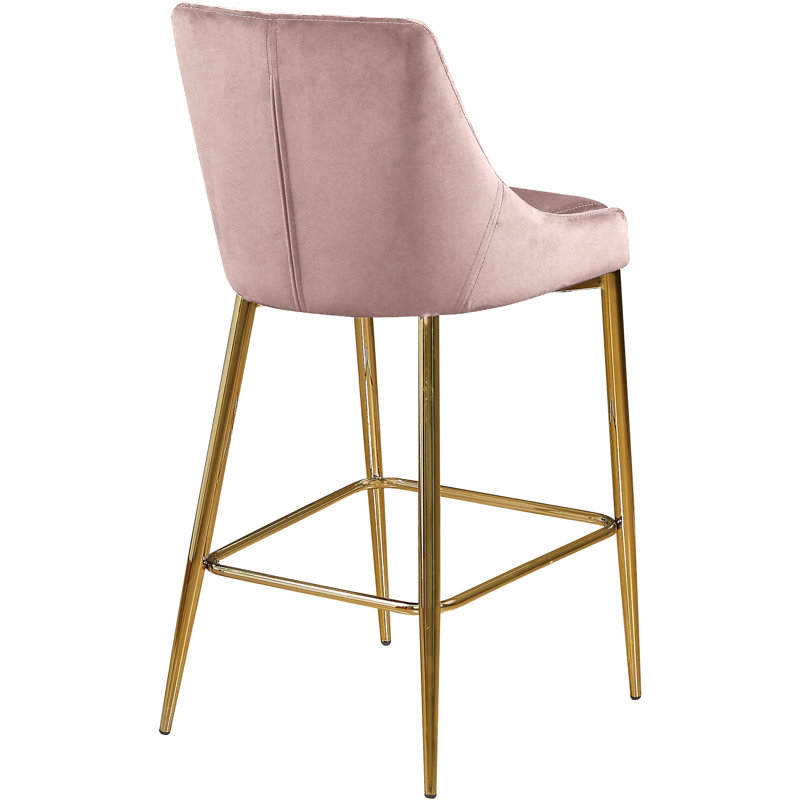 Karina 27.5" Bar Stool, Gold, Pink Velvet