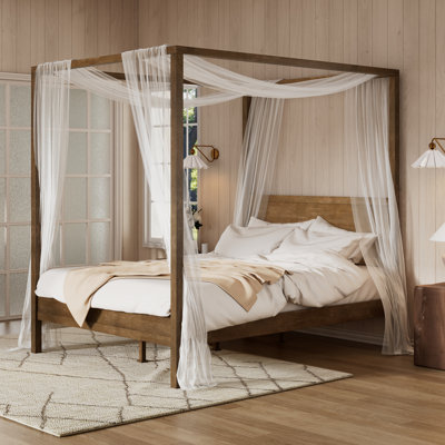 Alonso Solid Wood Canopy Bed With Headboard