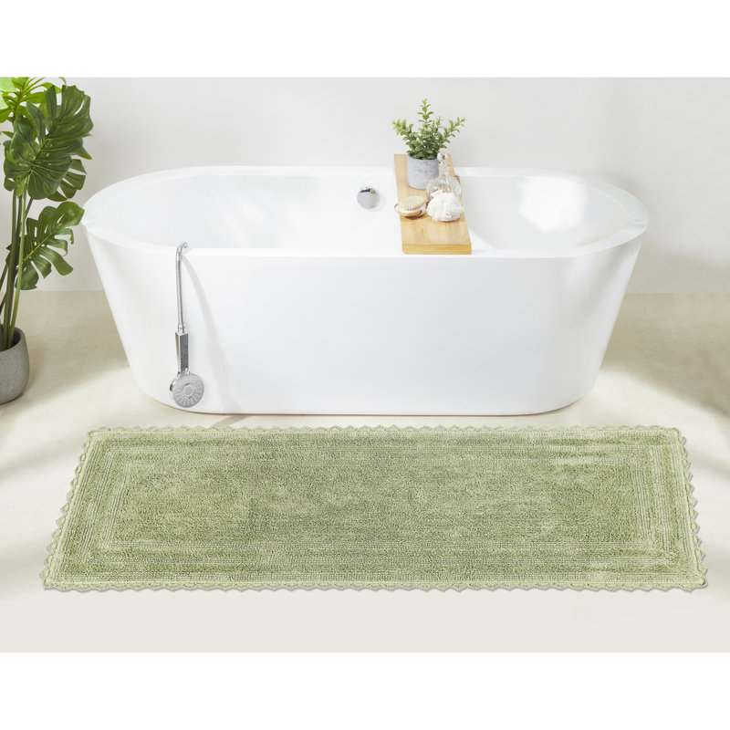 Rasika 100% Cotton Tufted Reversible Bathroom Rug, Super Absorbent and Extra Soft Machine Washable Bath Rug Ideal for Shower and Tub Areas