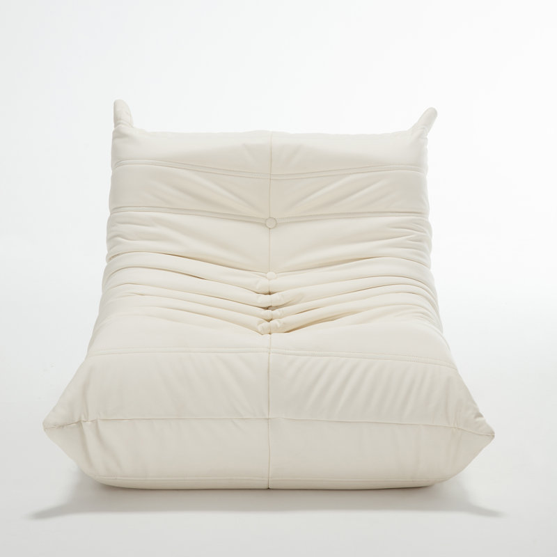 Fauteuil à billes en mousse mémoire, Similicuir crème