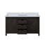 Meuble-lavabo double brun 60 po X P 22 po D, avec comptoir en quartz blanc-1799817357