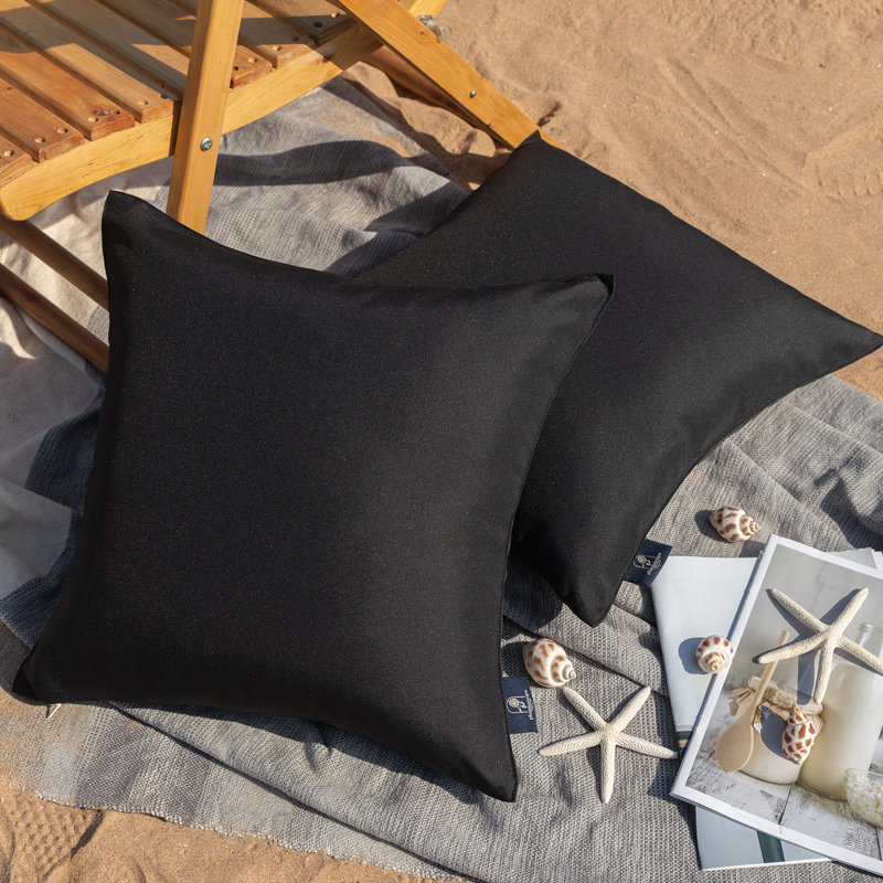 Housse de coussin d'extérieur Phantoscope, Carré 18 po, Noir, Polyester