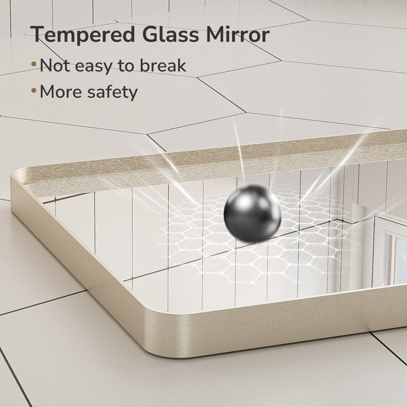 Bathroom Mirror with 1.2" Thick Aluminum Alloy Frame,Wall Mirror with Tempered Glass,Accent Mirror for Entryway,Dining Room,Bedroom