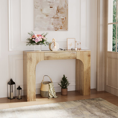 Console de 47 po pour l'entrée, canapé-lit en bois derrière, canapé-lit long rectangulaire étroit avec tiroir pour le couloir du salon