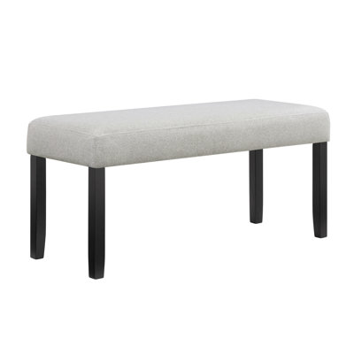 1Pc Light Gray Upholstered Bench Soft Neutral Tone Dark Finish Legs Wooden Dining Room Furniture