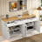 Farmhouse Sideboard With Adjustable Shelves And Rustic Handles-1012579677