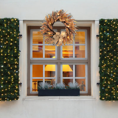 Faux Lighted Wheat Plastic 50cm Wreath