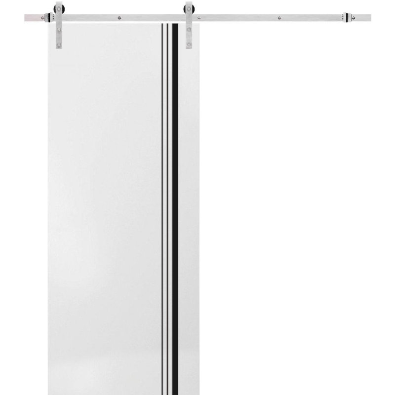 Porte de grange en bois massif massif, 36 po x 96 po, Satin blanc