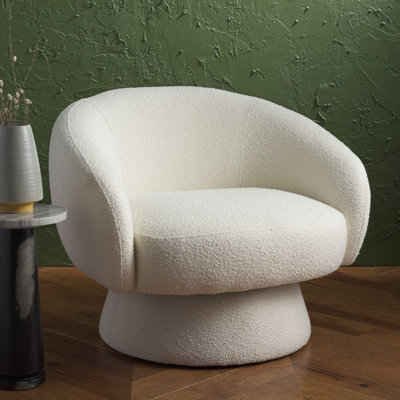 Boucle Swivel Barrel Chair