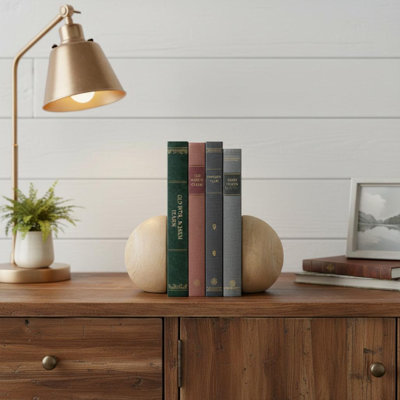 Ensemble de deux serre-livres décoratifs en pierre beige