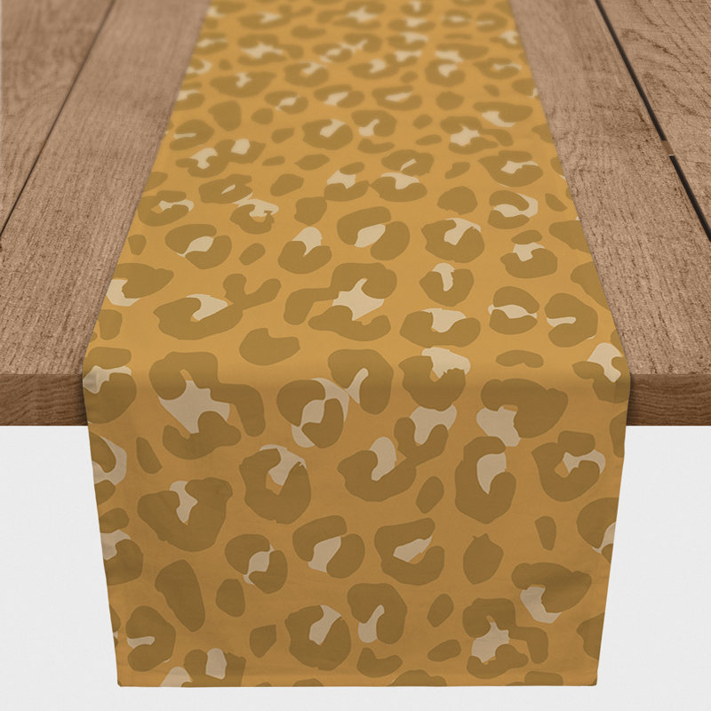 Dunihue Animal Print Cotton Blend Table Runner, Yellow, 90" L x 16" W