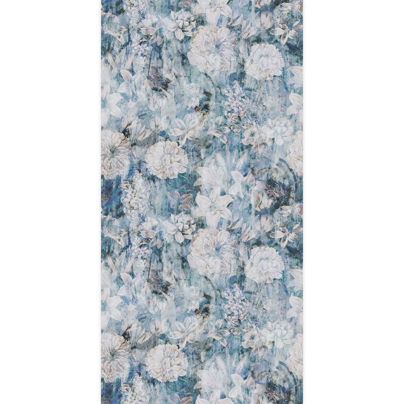 Fleur bleue artistique abstraite, L 96 po x l 48 po